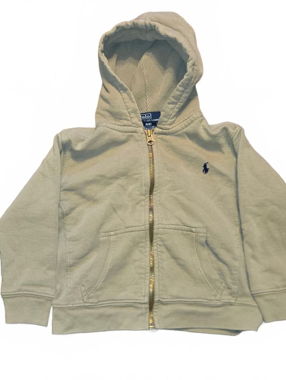 Polo Ralph Lauren Toddler Boys 3T Full Zip Hoodie Sage Khaki Green Pony Jacket